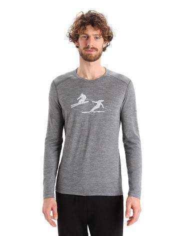 Base Layers Icebreaker Merino 200 Oasis Long Sleeve Crewe Last Run Homme Grise | FR 1338RVDW